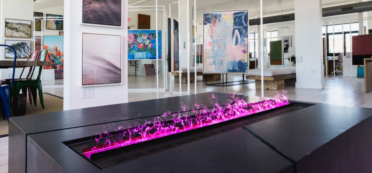 Aqua Fire in a gallery space