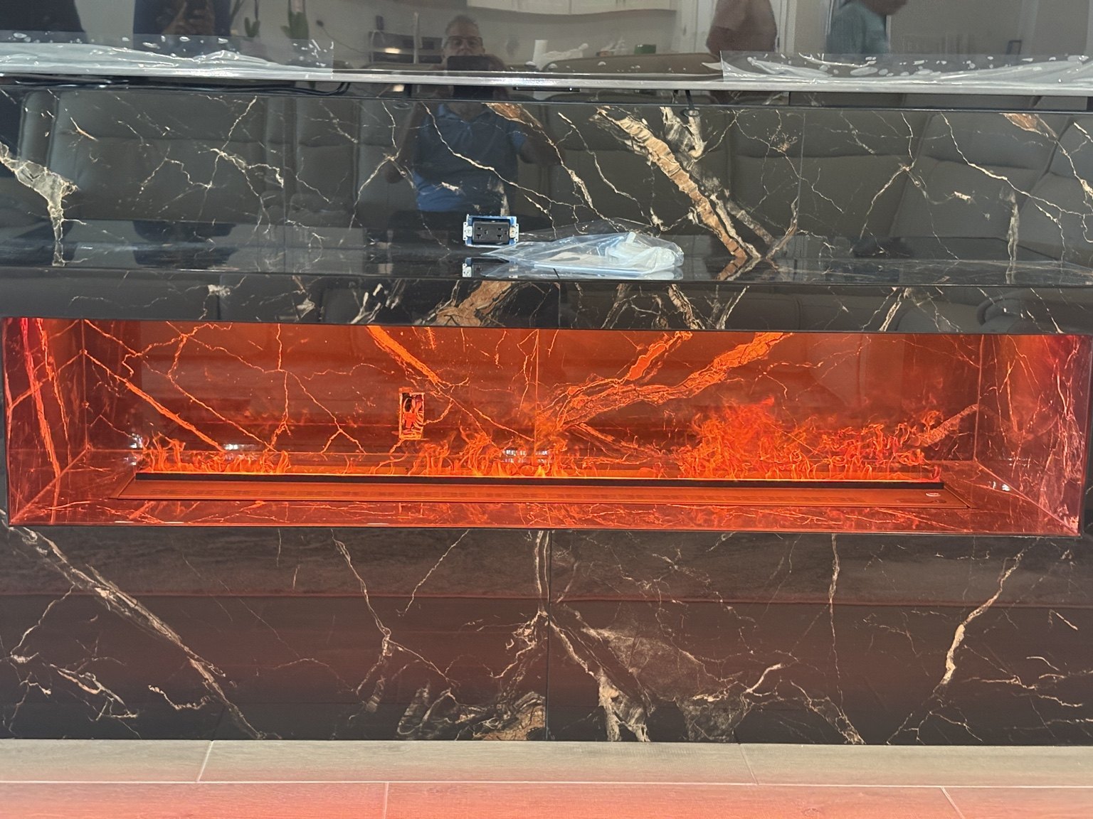 Dark stone and flame